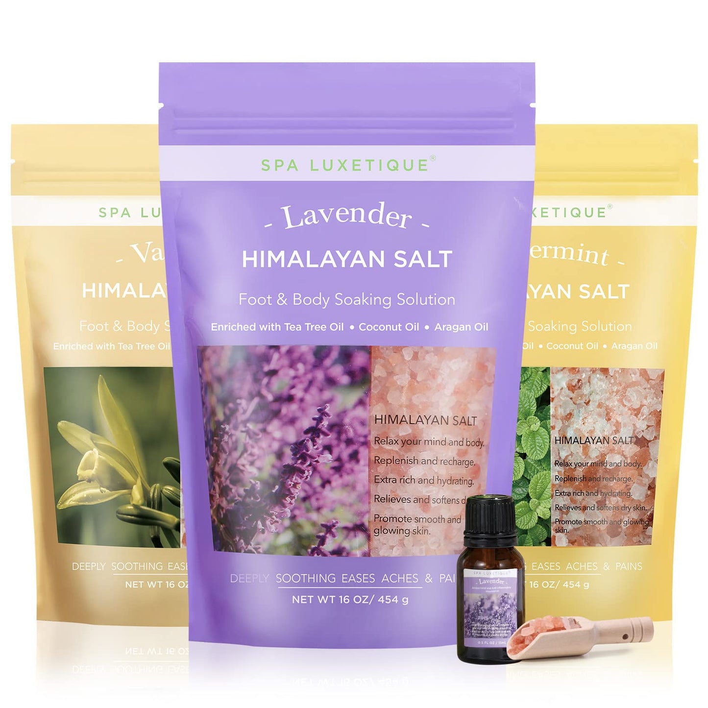 3 Pcs Bath Epsom Salts with Himalayan Bath Salt Set