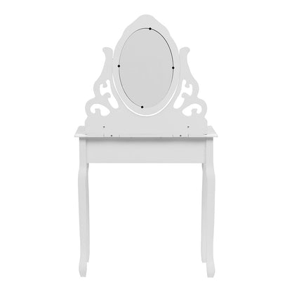 White Bedroom Makeup Vanity Desk with Mirror and Stool