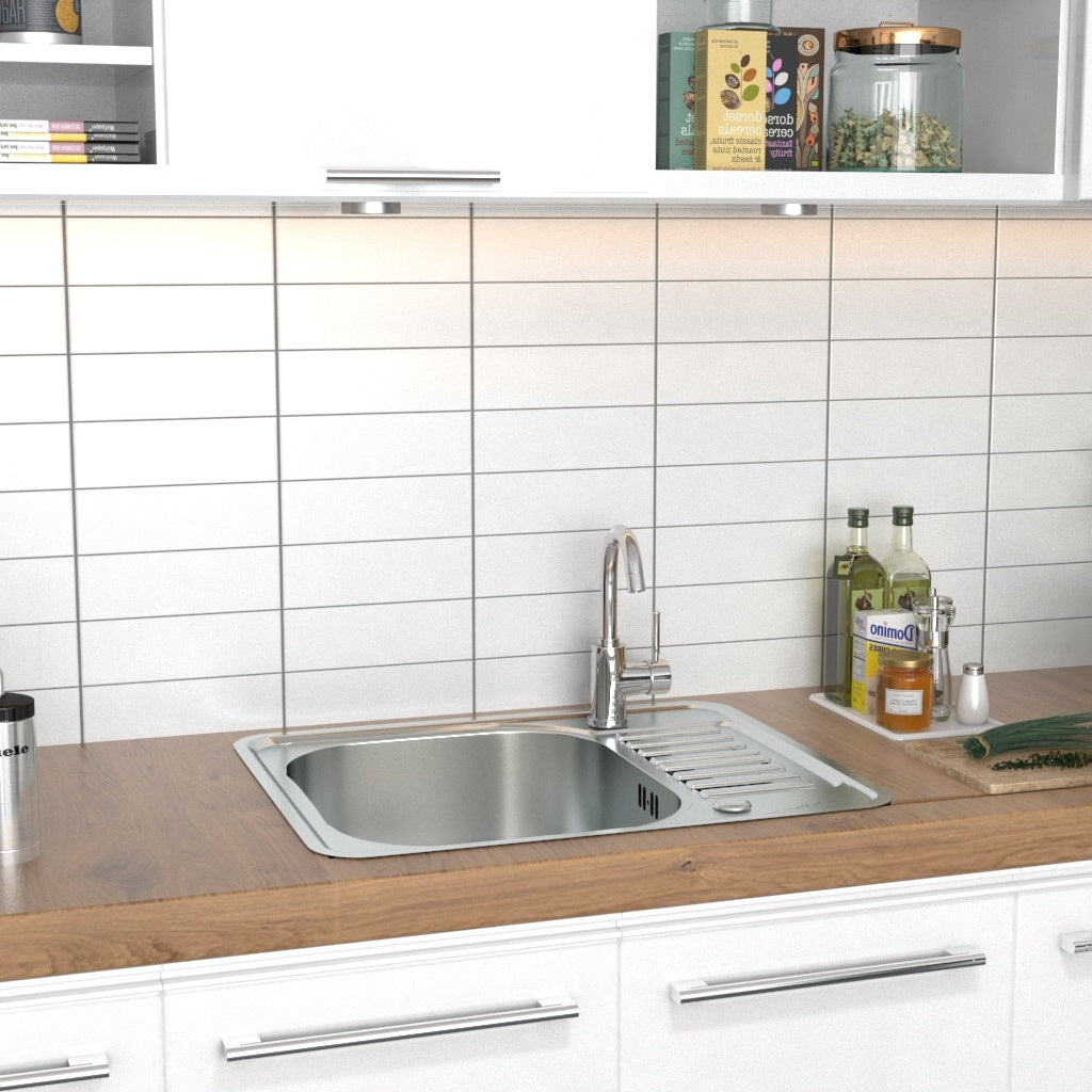 Stainless Steel Single Kitchen Sink Modern Square Laundry Topmount