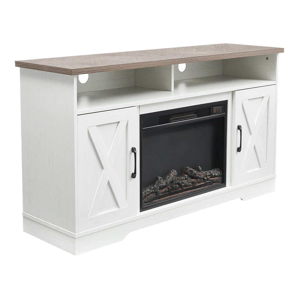 Recessed Electric Fireplace TV Stand with Timer and Remote