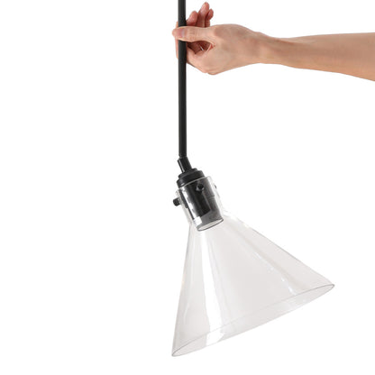 Matte Black 1 Light Pendant with Clear Glass Lampshade,Bulb Not Included 24x74cm