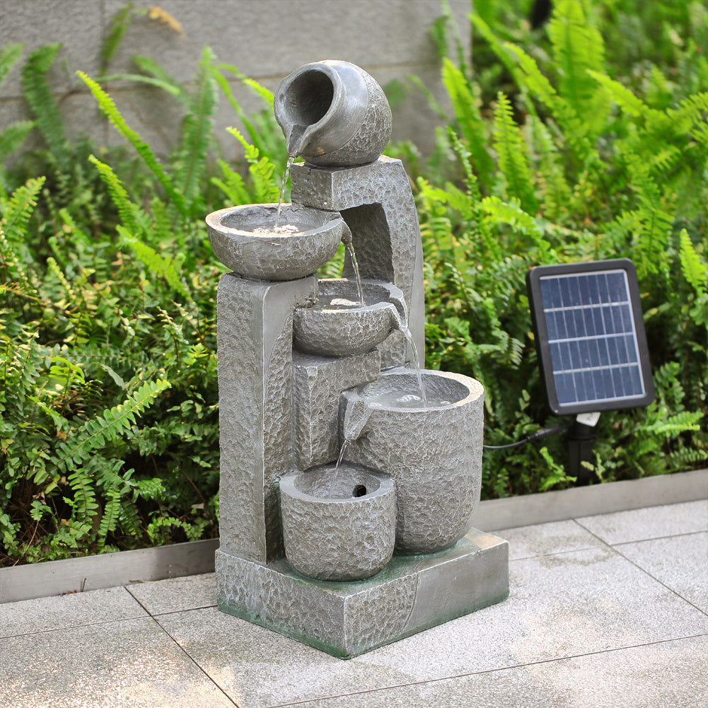 Grey Outdoor Garden Solar powered Water Fountain