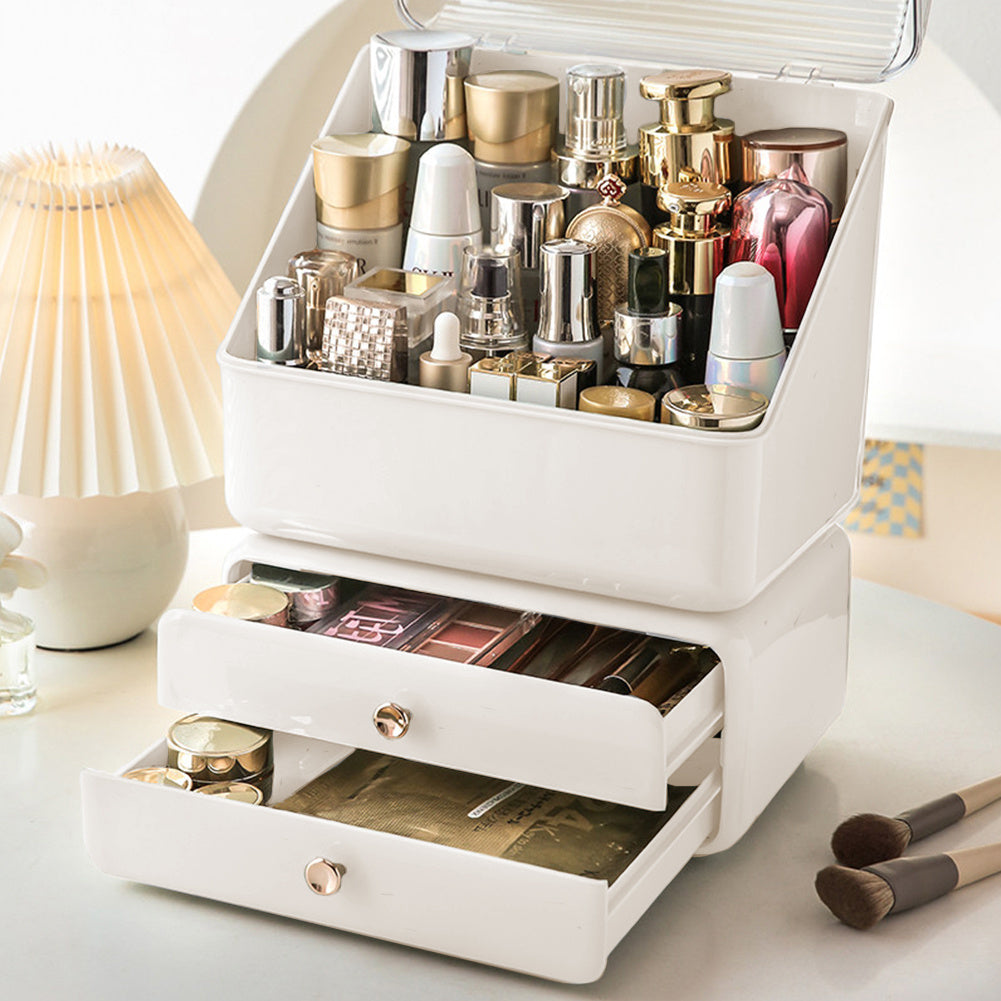 Separable Dustproof Desktop Makeup Cosmetic Organizer with Drawers