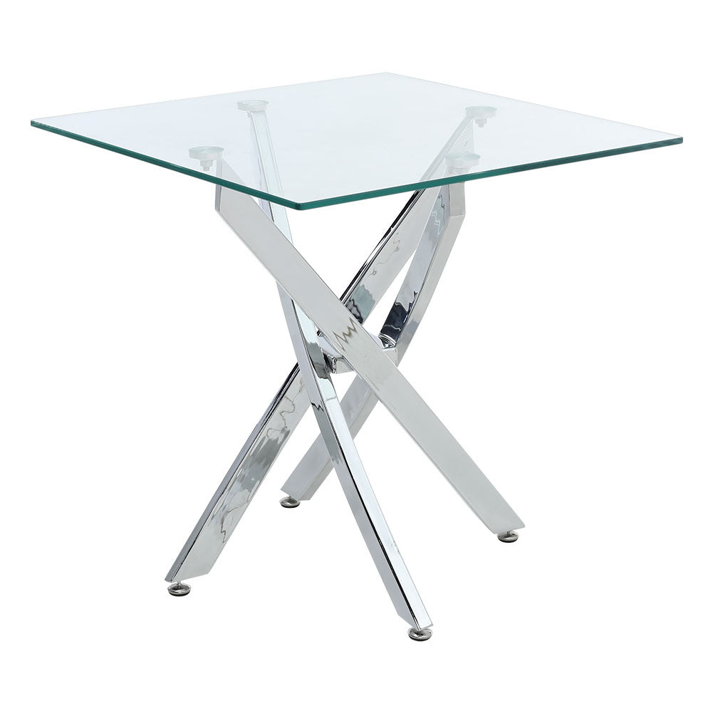 Square Tempered Glass Top Side Table with Chrome Legs