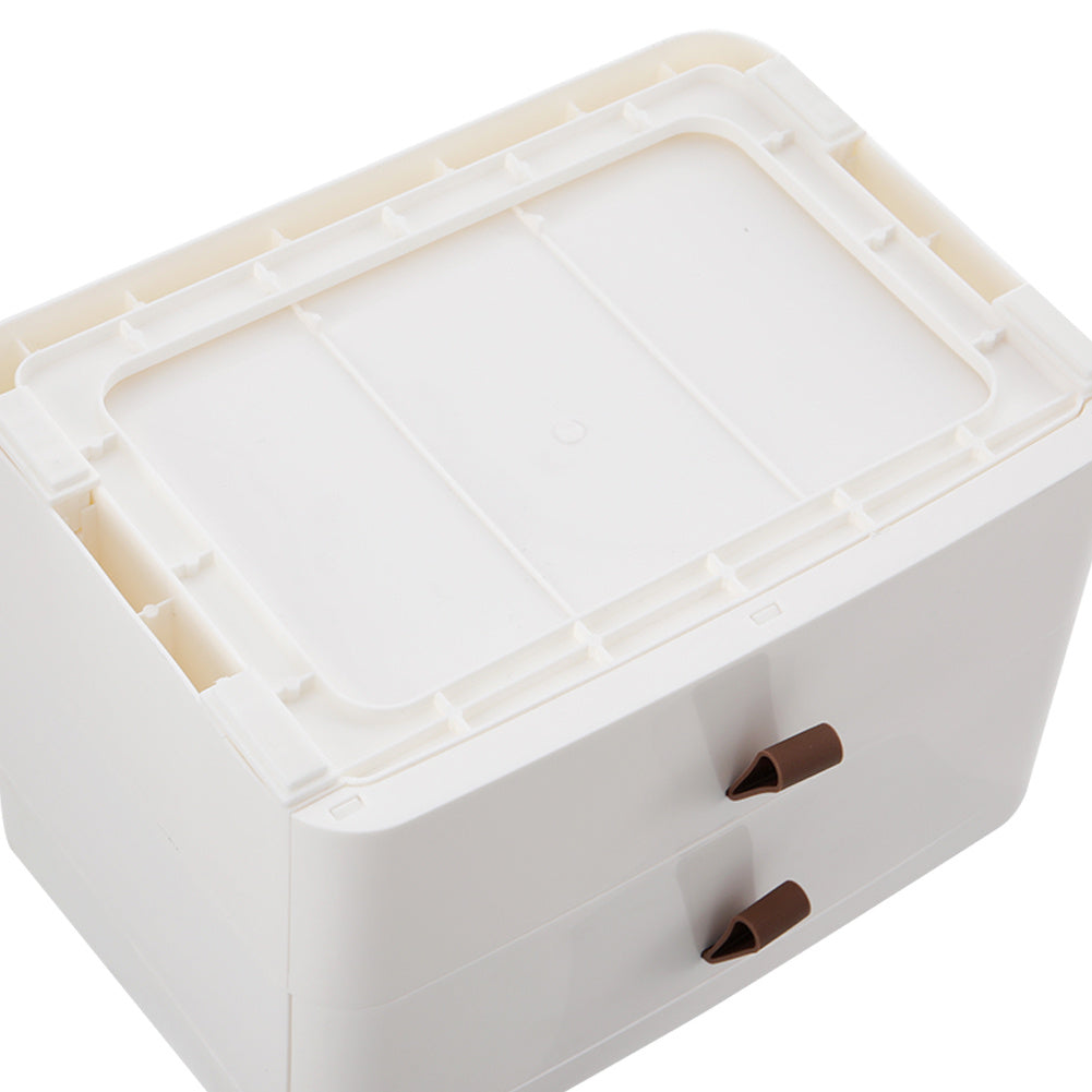 White Desktop Plastic Two Tier Drawer Organizer