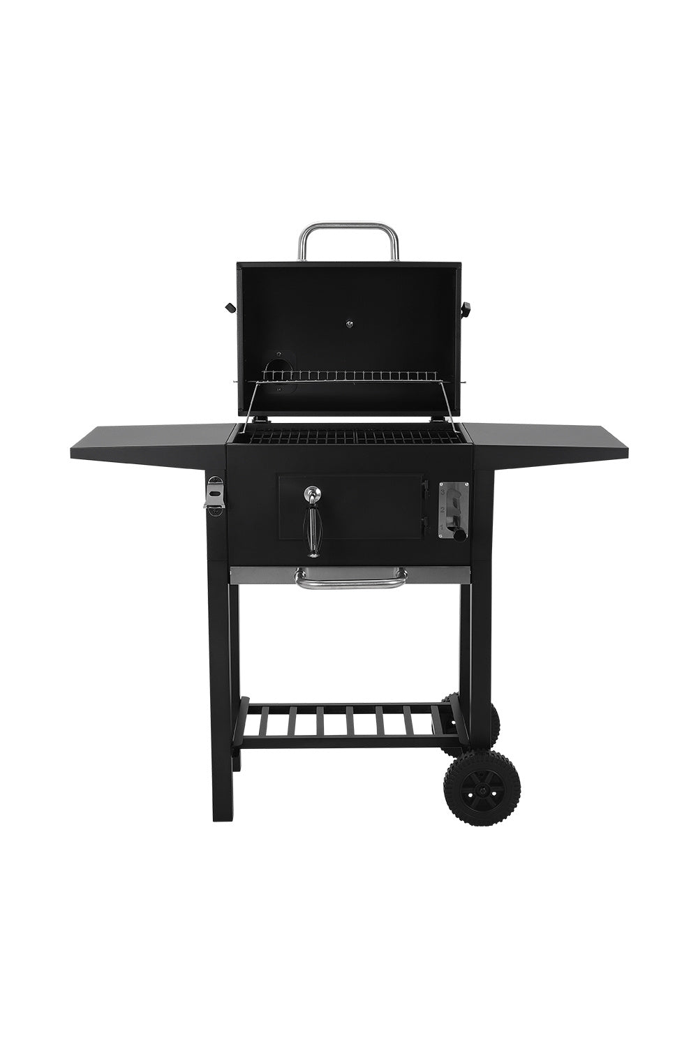 Black Outdoor Charcoal Grill with Smoke Stack