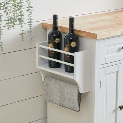 Modern Rolling Wood Kitchen Trolley Cart with Storage Cabinet