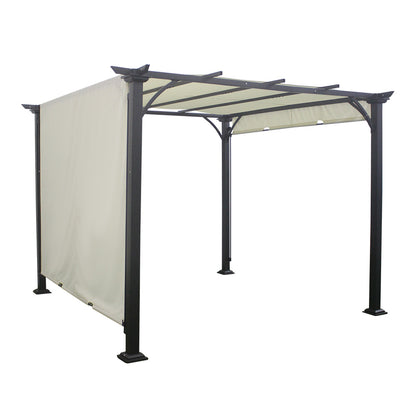 Black Outdoor Patio Pergola with Beige Retractable Canopy