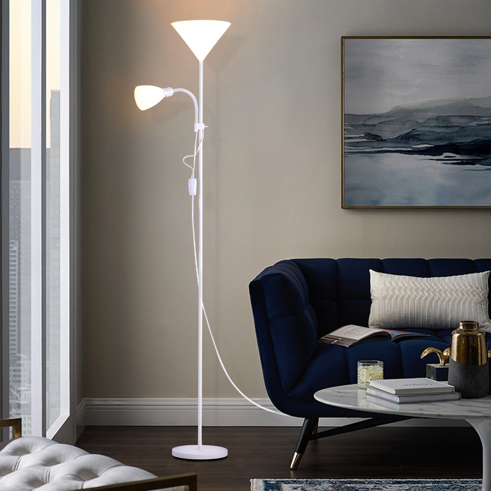 175CM Mother and Child Adjustable Floor Reading Lamp White