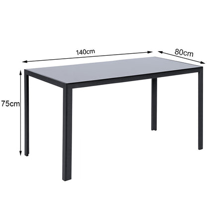 1.4M Black Glass Dining Table