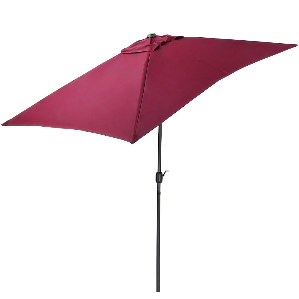 2x3M Parasol Umbrella Patio Sun Shade Crank Tilt with Round Base,Wine Red