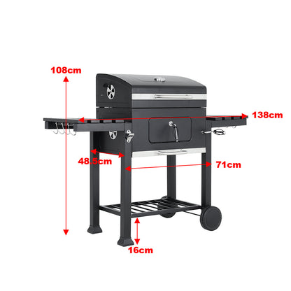 138x48.5x108CM Large BBQ Grills Stove Trolley Built in Thermometer