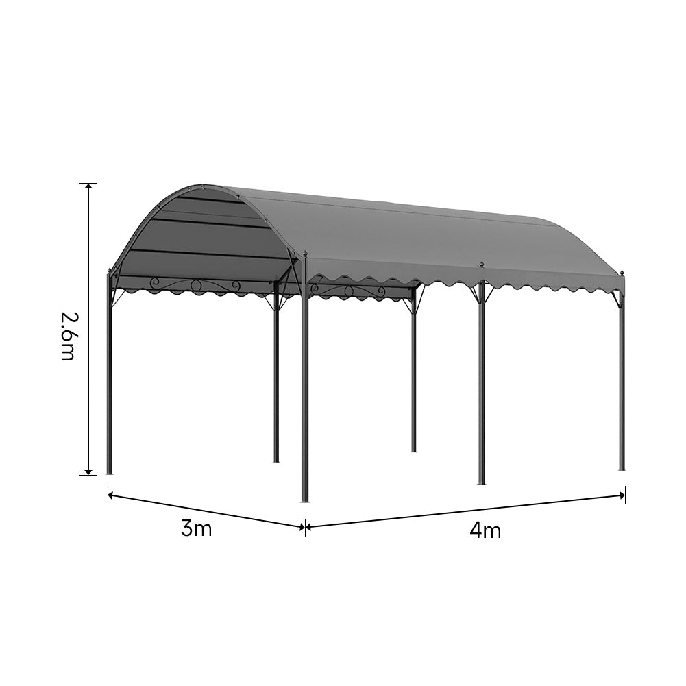 Outdoor Metal Arched Pergola with Shade Grey,4x3x2.6m