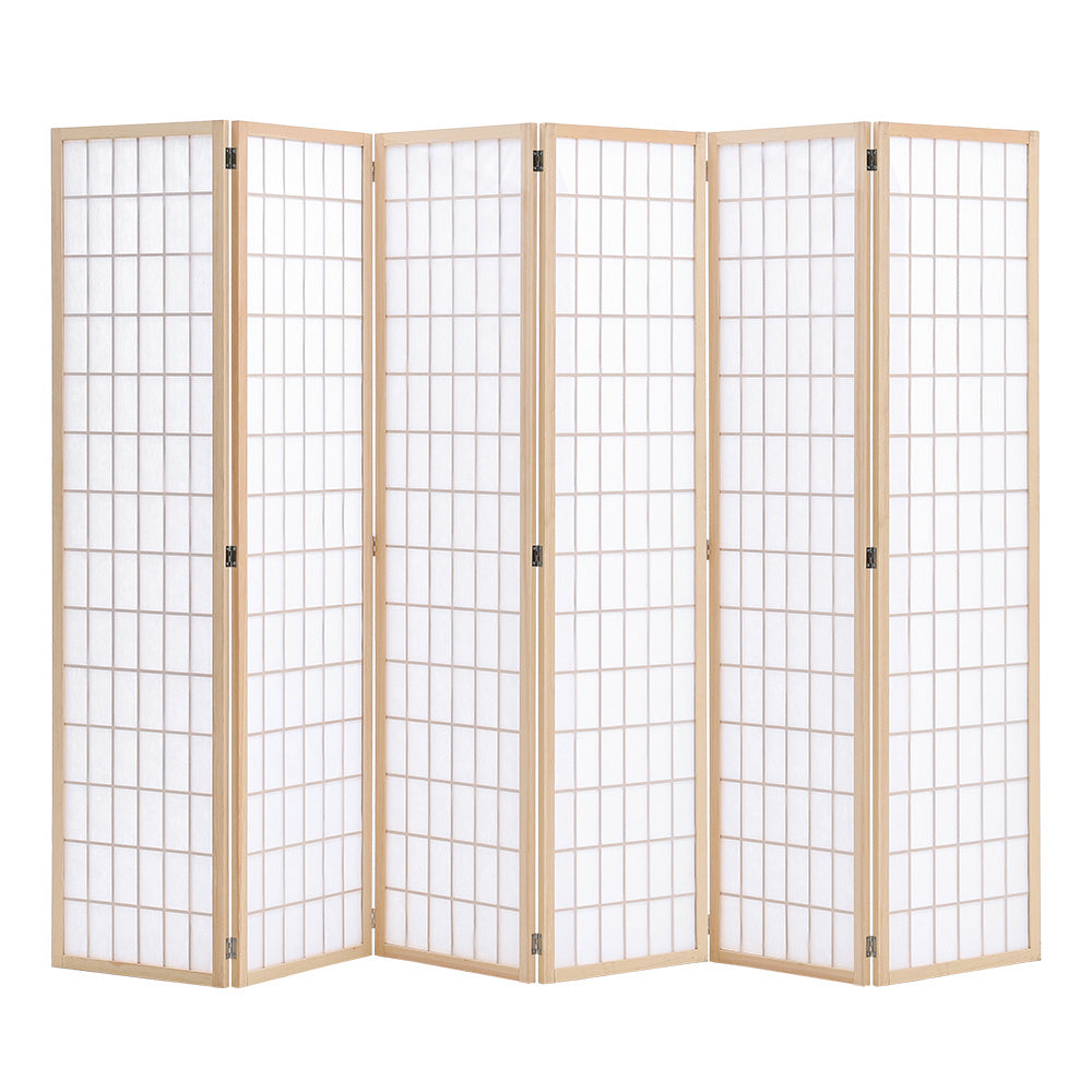 6 Panel Solid Wood Folding Room Divider Privacy Screen