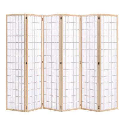 6 Panel Solid Wood Folding Room Divider Privacy Screen