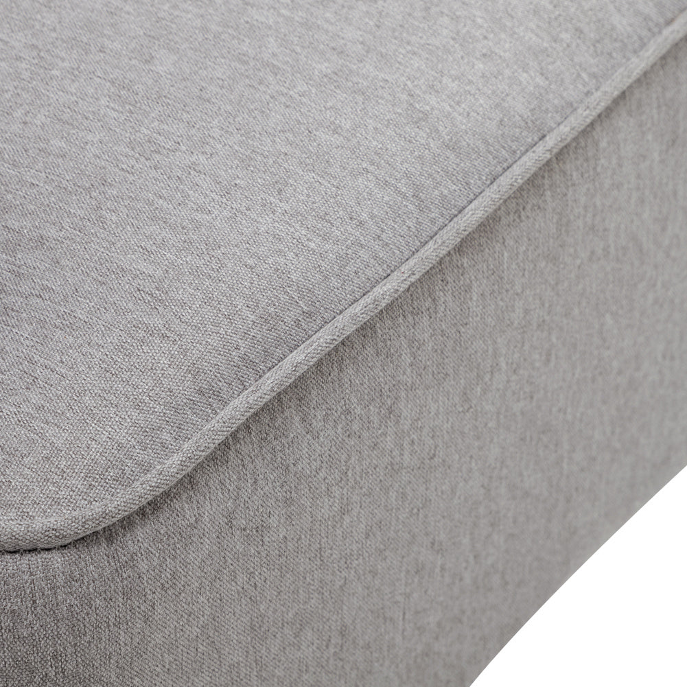 Grey Linen Armchair with Footstool and Pillow