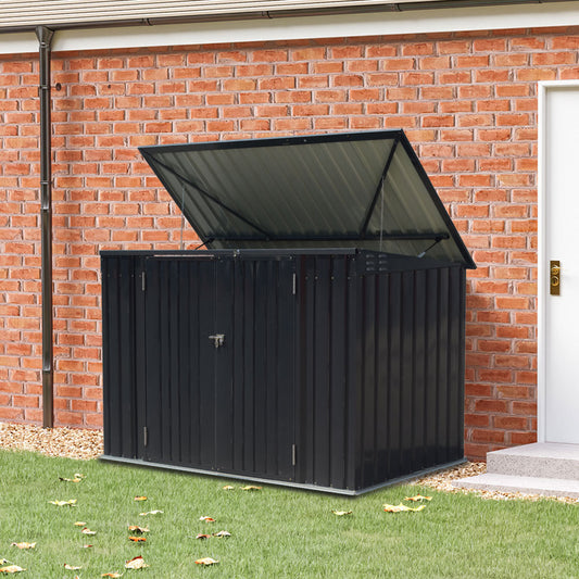 190CM Wide Steel Lockable Garden Bike Shed Bicycle Storage with Hinged Lid