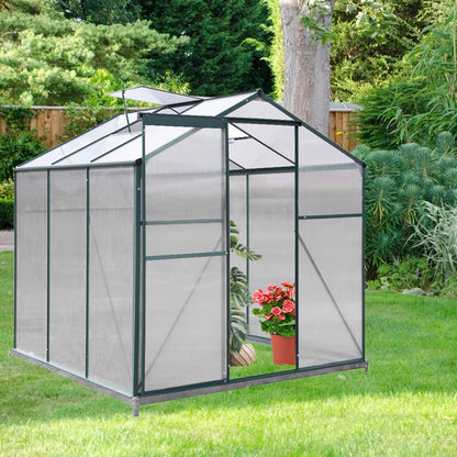 6ft x 6ft Garden Greenhouse Aluminium Polycarbonate Green Plant Housing With Vents