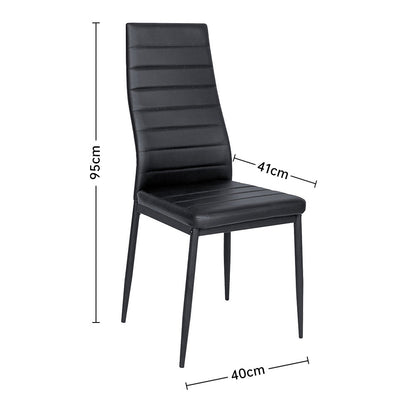 Set of 2 PU Leather Padded Seat Metal Legs Dining Chair Black