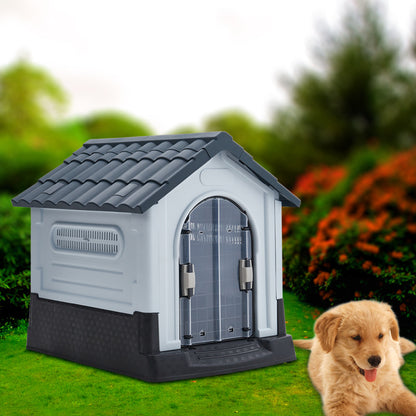 Grey Weatherproof Plastic Dog House Kennel