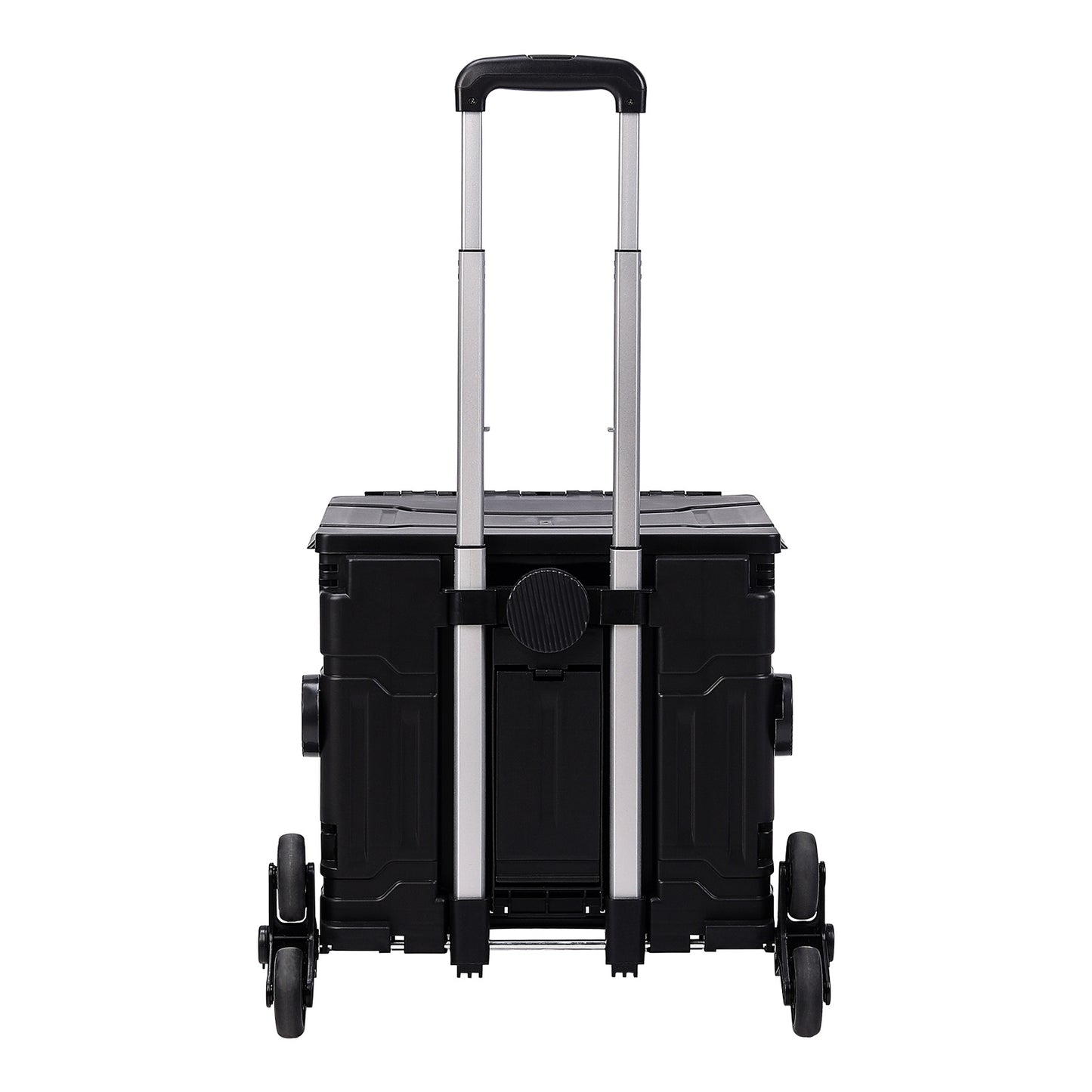 Black 50L Collapsible Rolling Utility Crate Shopping Cart with 8 Wheels