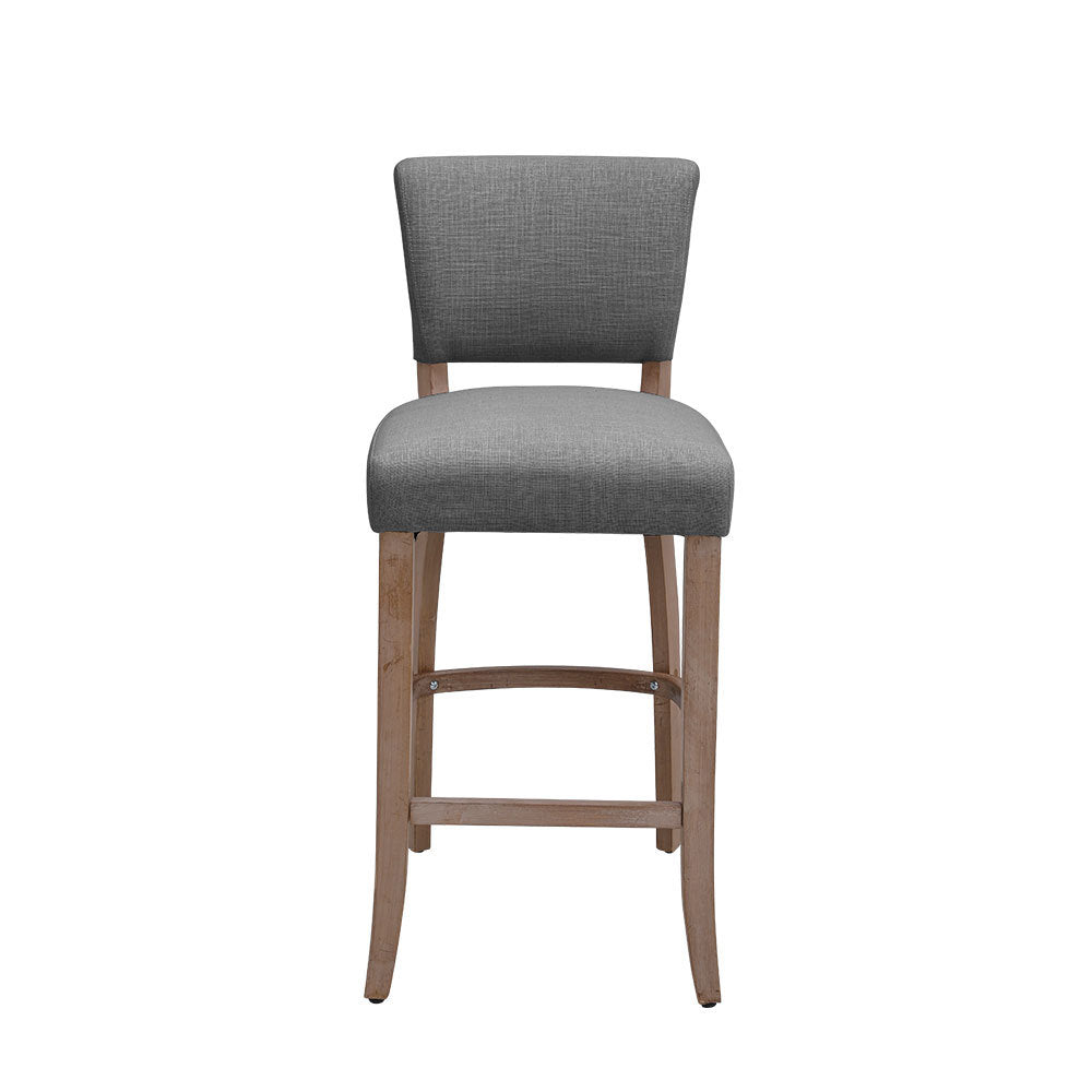 Two-Height Light Grey Linen Bar Stool Set for Kitchen