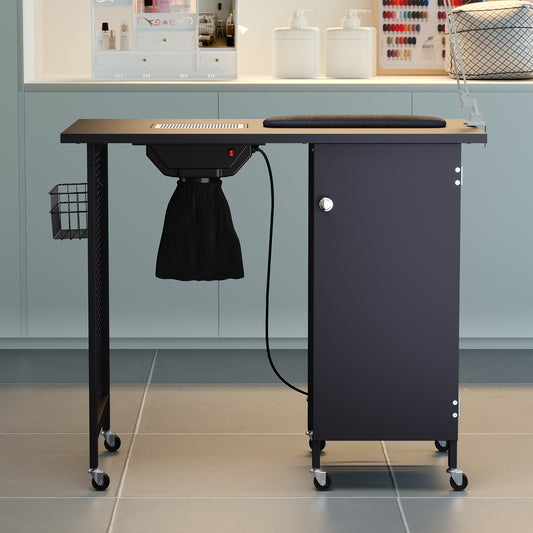 Black Manicure Nail Table on Wheels