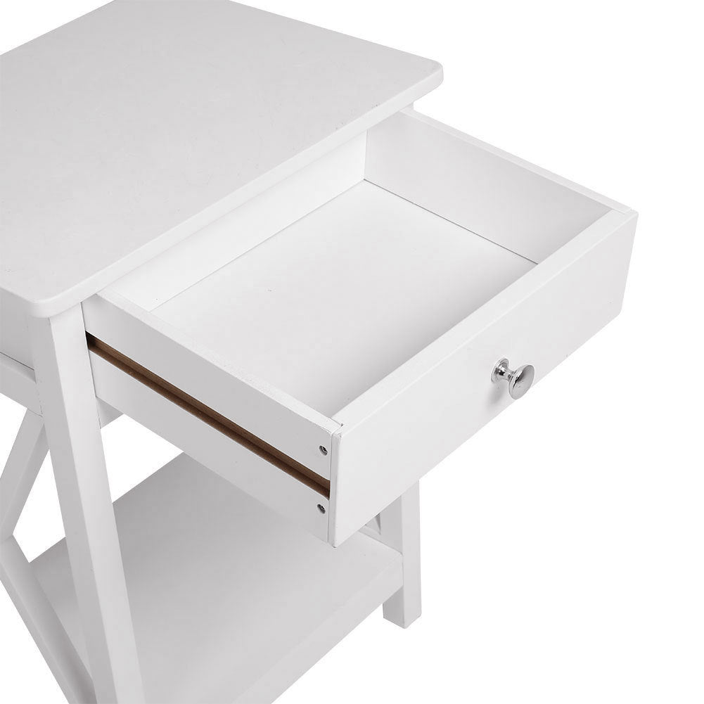 Modern Side Table Nightstand with Drawer White