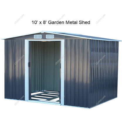 10' x 8' ft Steel Garden Storage Shed with Gabled Roof Top,Black