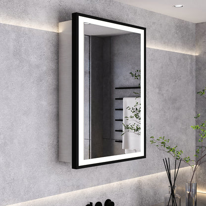 Black Framed LED Mirror Cabinet with Shaver Socket 500mm x 700mm