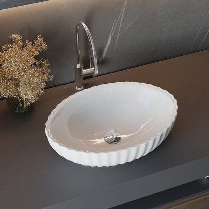 Artistic Oval Bathroom Vessel Sink Gloss White Basin Sink