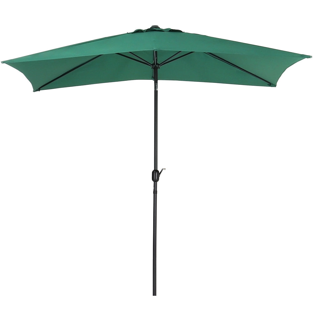 2x3M Parasol Umbrella Patio Sun Shade Crank Tilt with Round Base, Dark Green