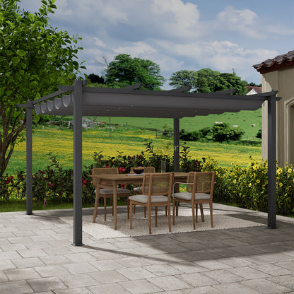 4x4M Black Outdoor Aluminum Patio Pergola with Charcoal Grey Canopy