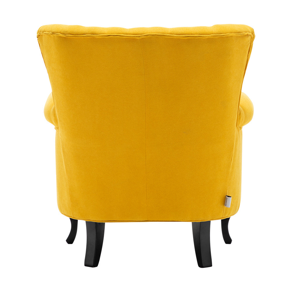 Chesterfield Armchair Thick Cushion with Lumbar Pillow, Yellow