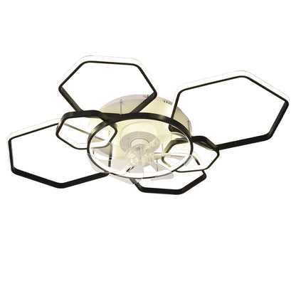 Geometrical Ceiling Mount LED Fan Light,Black