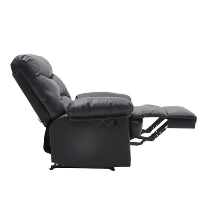 Black Manual Faux Leather Recliner Armchair