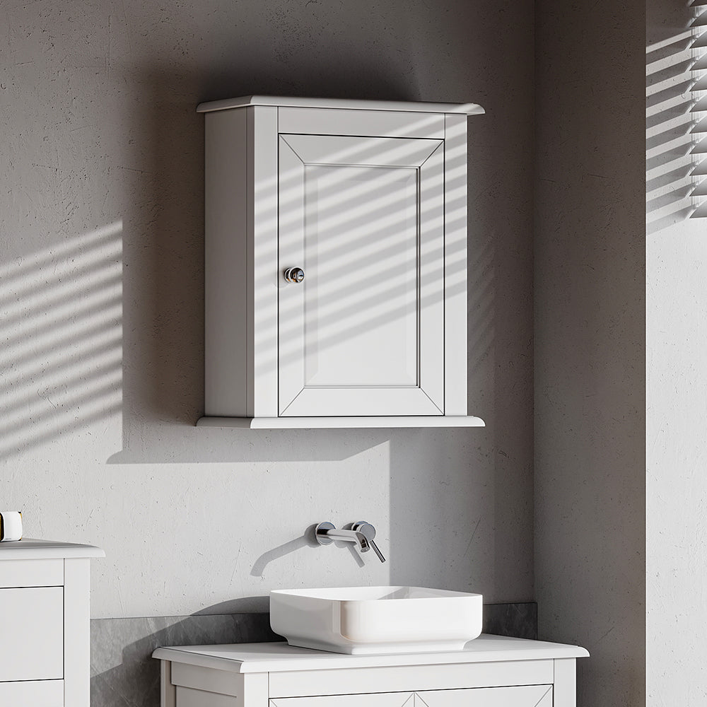 White Wall-Mounted Bathroom Storage Cabinet