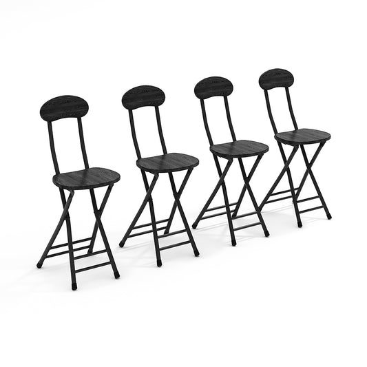 Compact Wooden Folding Chair with Metal Legs Set of 4