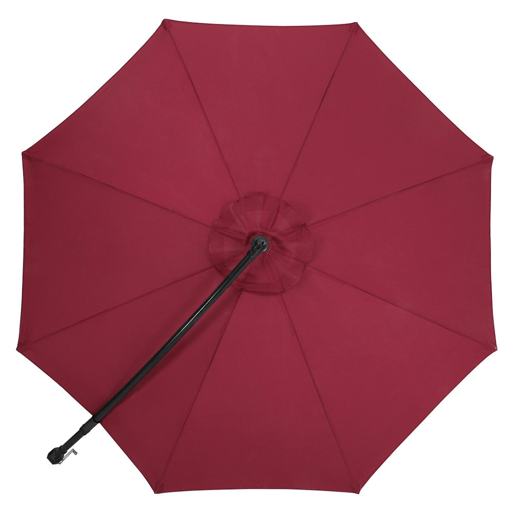 3M Banana Parasol Patio Umbrella Sun Shade Shelter with Fanshaped Base, Wine Red