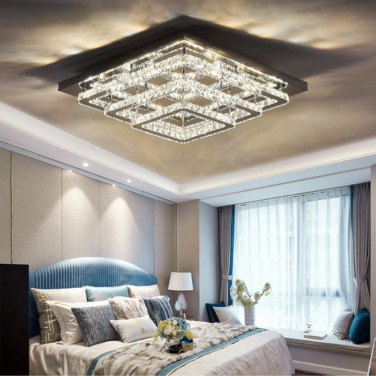 Modern LED Ceiling Light Crystal Chandelier Lamp 60CM Cool White