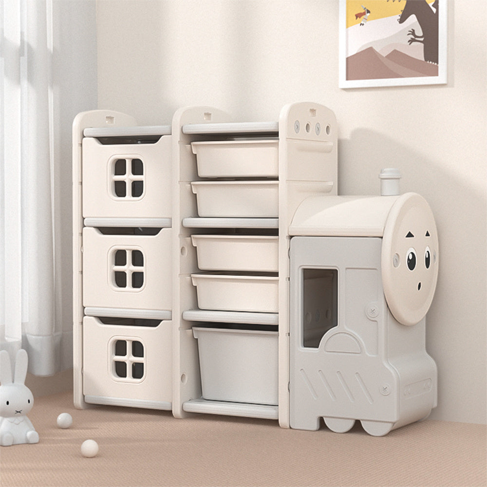 Gray Cute Toys Small Storage Rack for Kids Floor Standing Bus