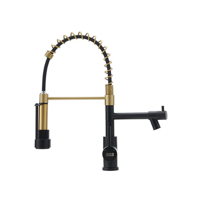 Brushed Gold Modern Single Lever Kitchen Pull Down Faucet