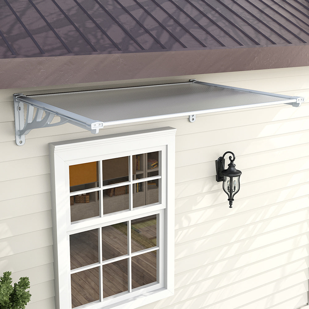 Grey Straight Door Canopy Awning Shade Shelter, 150x90x28CM