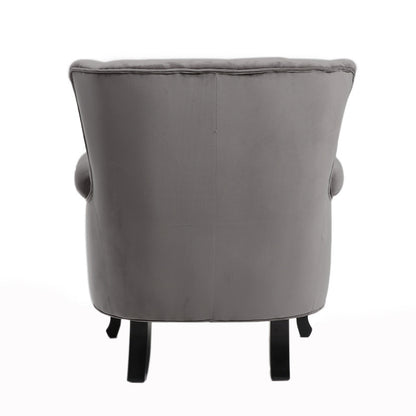 Velvet Pleated Wingback Armchair Grey