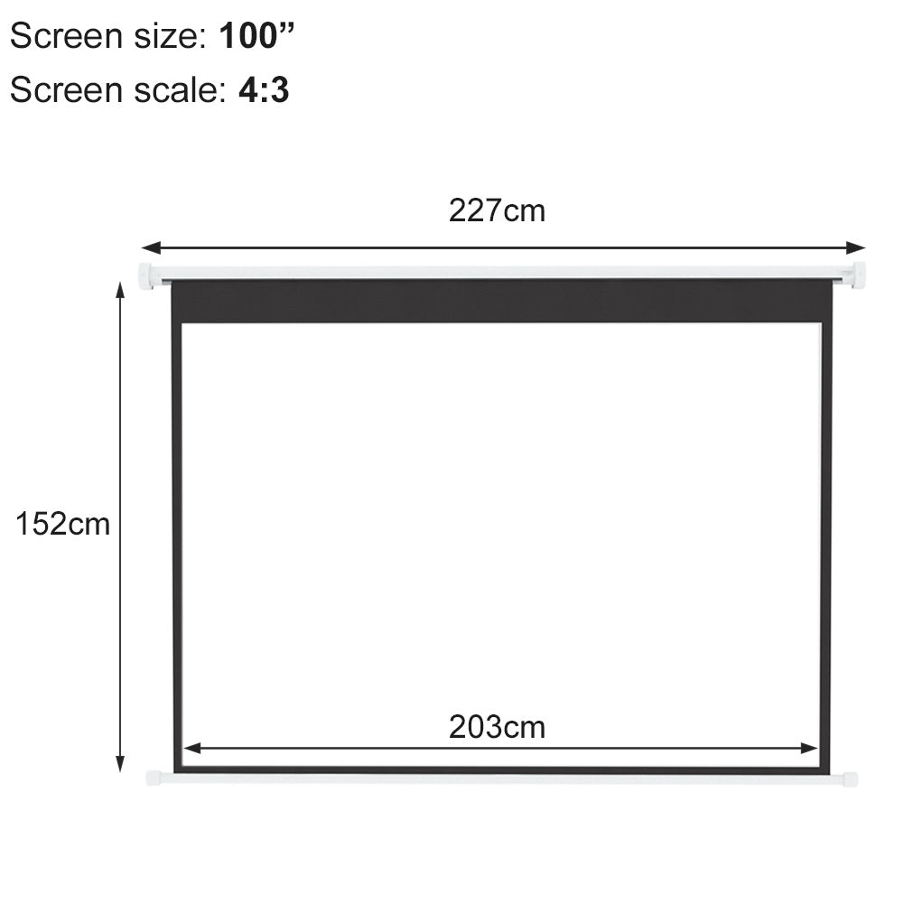 100 Inch Electric Projector Screen Matte White HD for Home Cinema