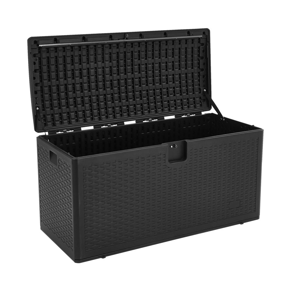 Black 99 Gallon Rattan Outdoor Deck Box
