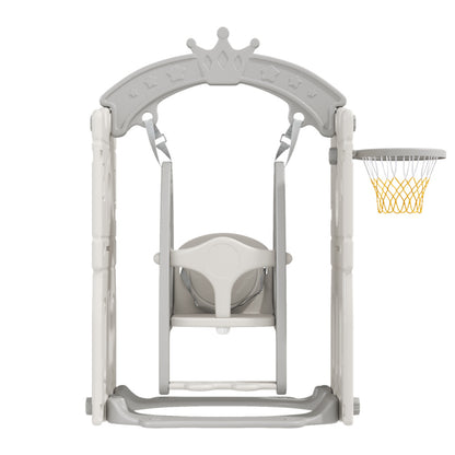 White Toddler Swing with Basketball Hoop