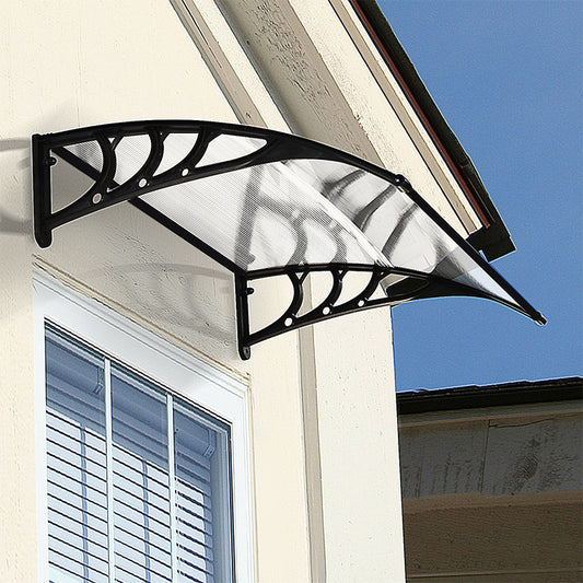 Black Outdoor Curved Shielded Rain Shelter with Brackets