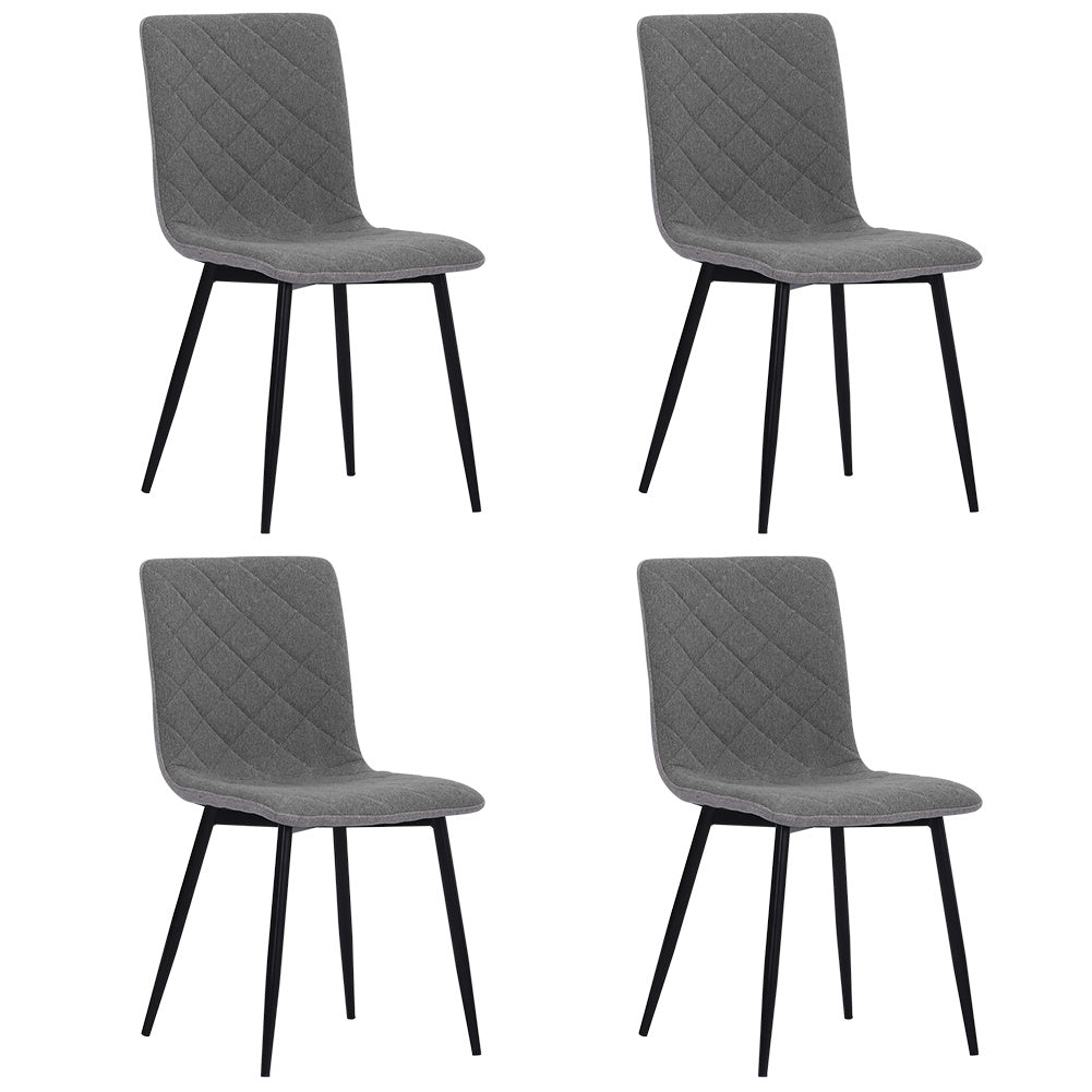 Set of 4 Padded Linen Accent Dining Chairs, Grey