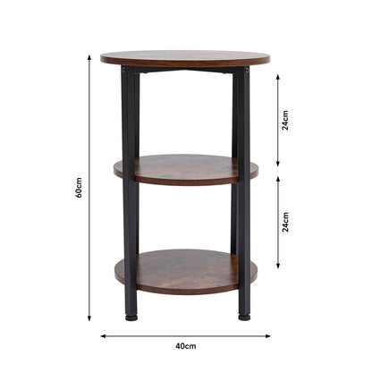 Brown 3 Tier Vintage Wooden Side Table